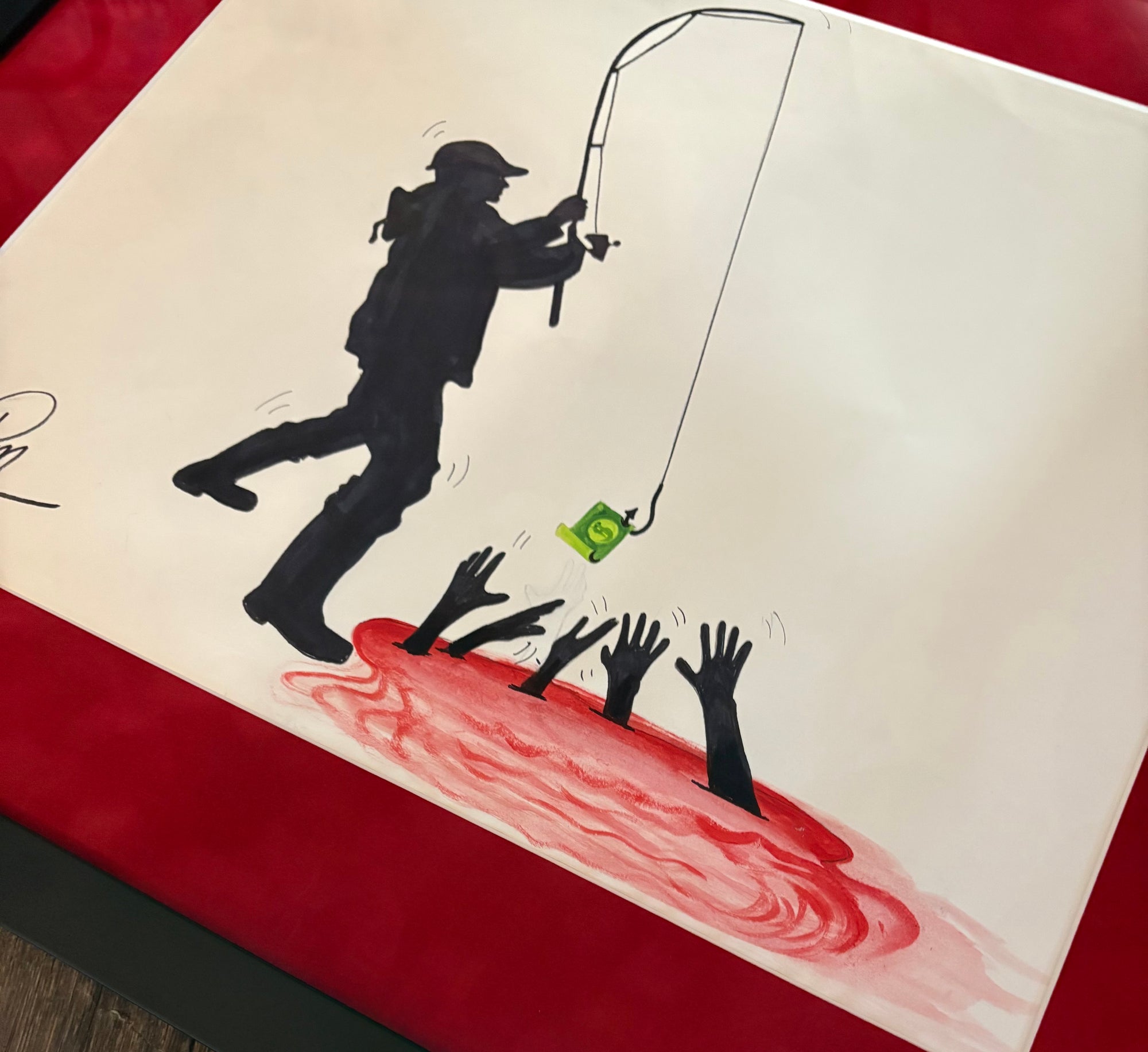 FRAMED ART MONEY $ Original Watercolor Painting