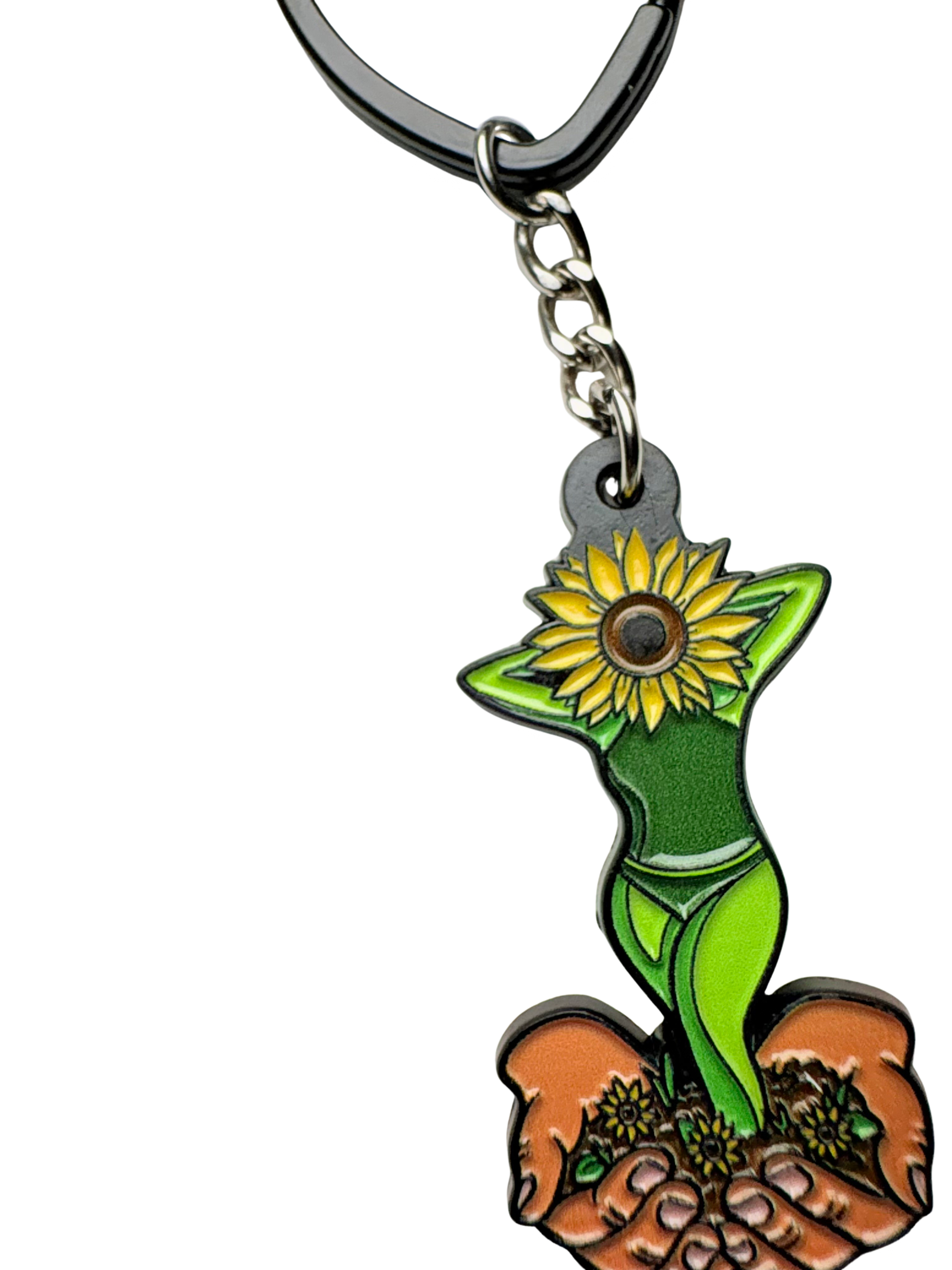 From The Ground Up Sunflower Metal Keychain