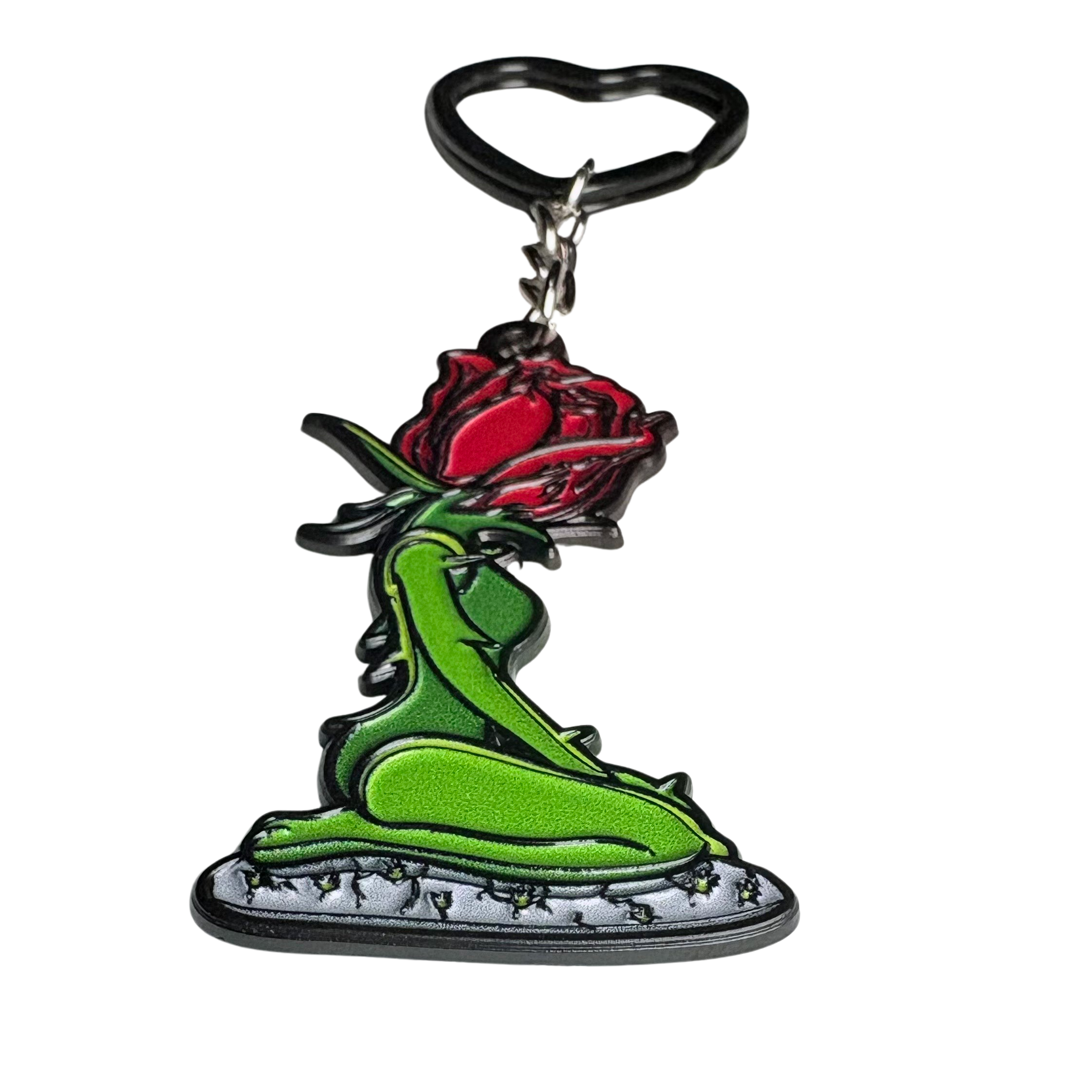 Concrete Rose Metal Keychain