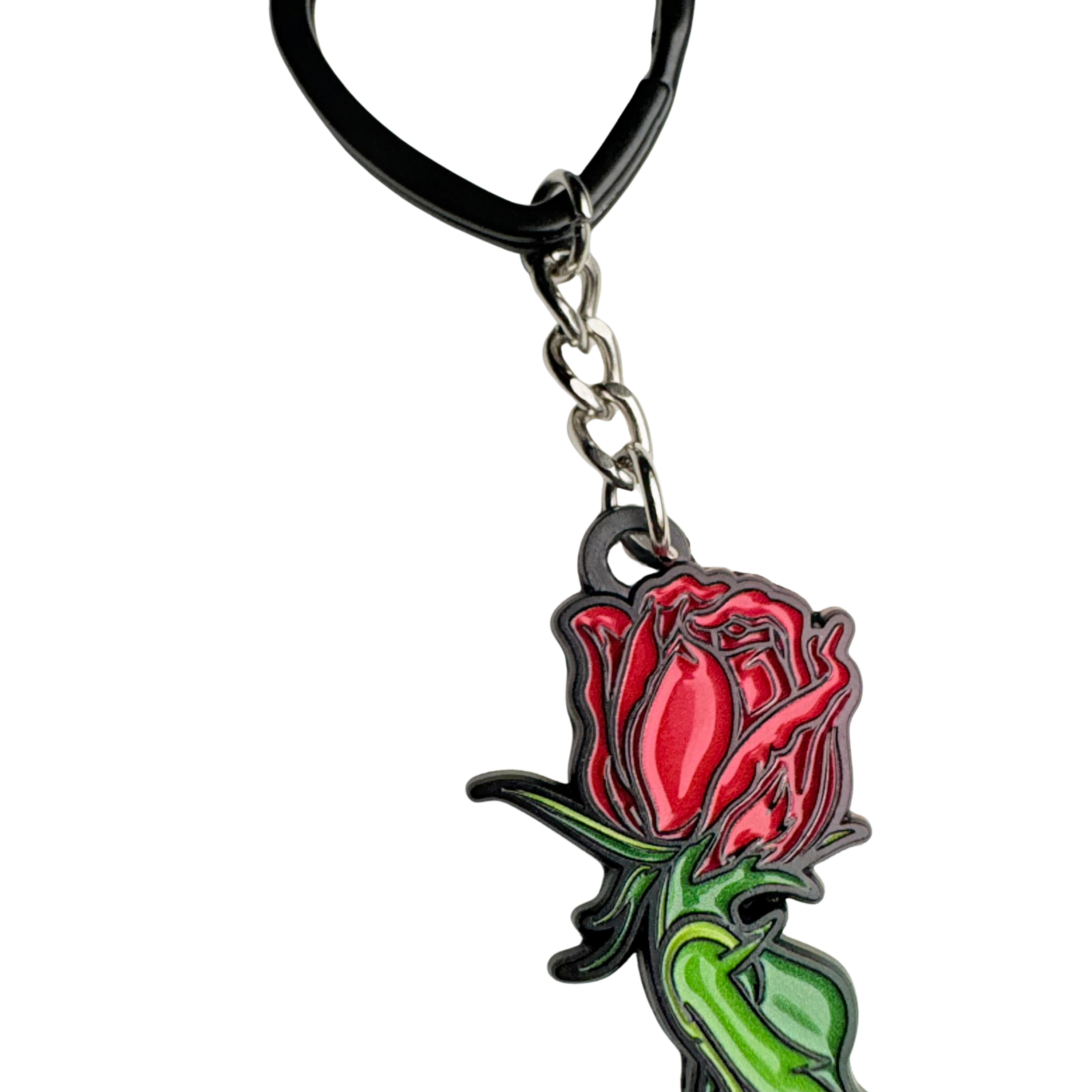 Concrete Rose Metal Keychain