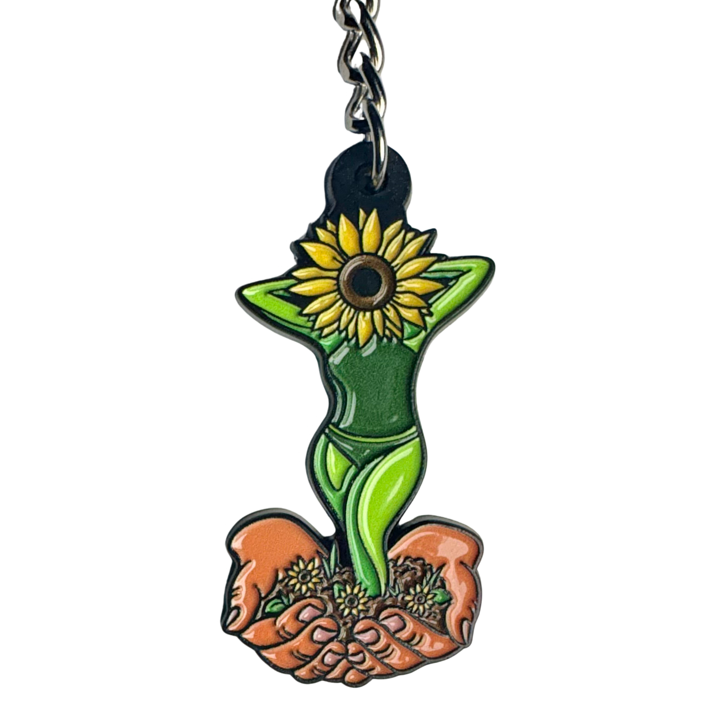 From The Ground Up Sunflower Metal Keychain