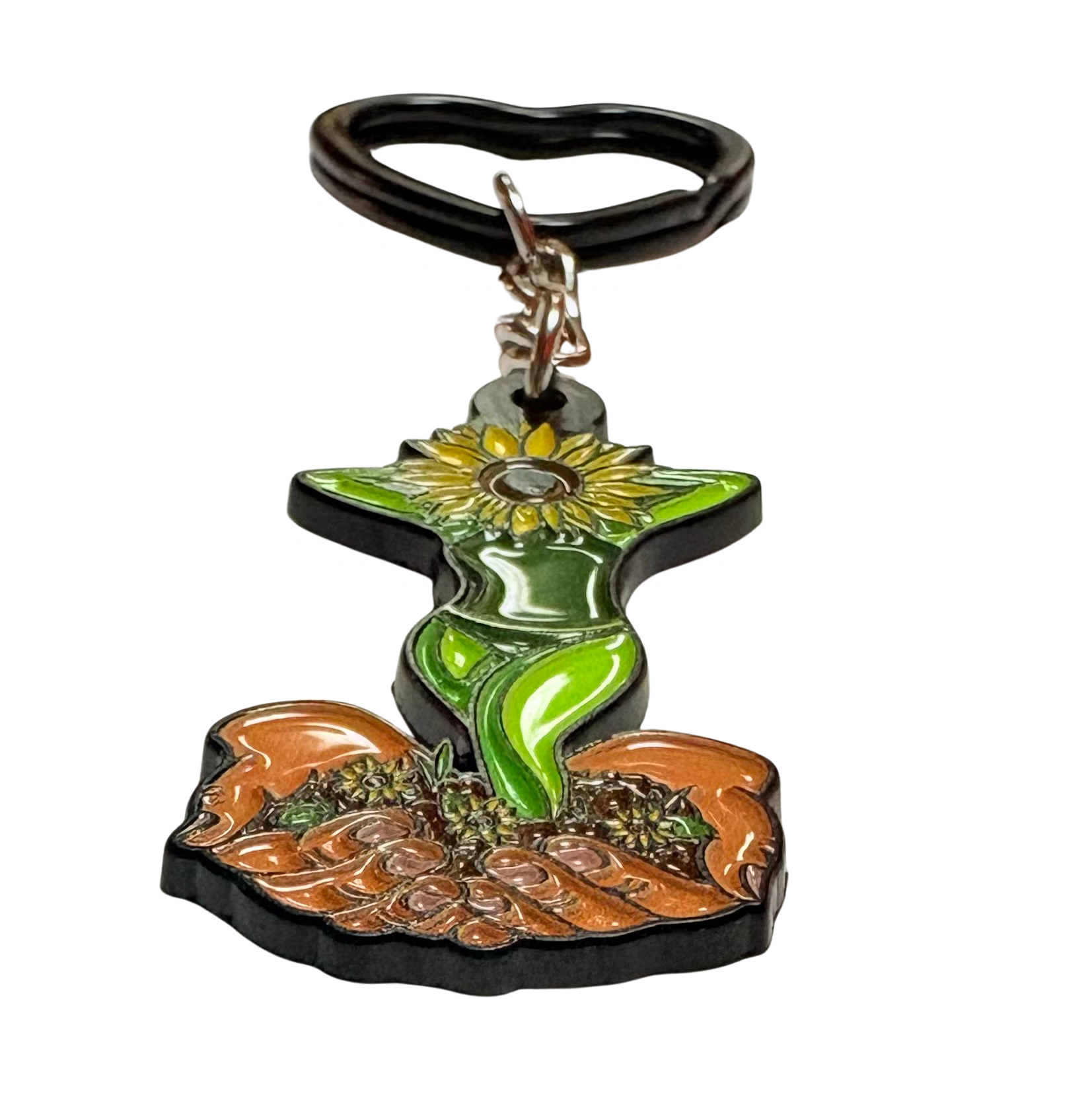 From The Ground Up Sunflower Metal Keychain
